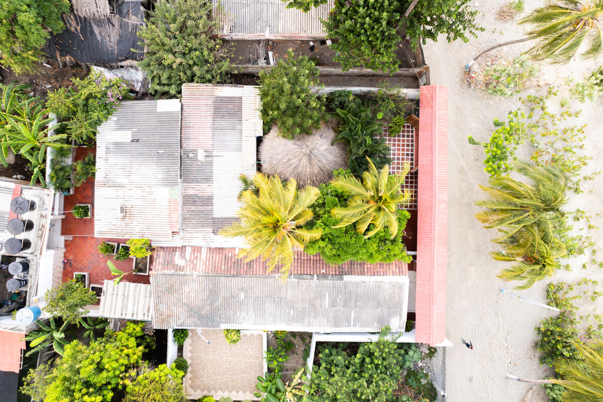 Aerial roof view showing property layout